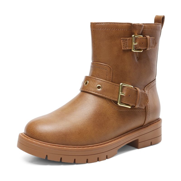 Girls Water-Resistant Zipper Ankle Boots - CAMEL -  0